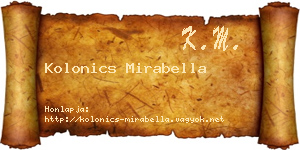 Kolonics Mirabella névjegykártya
